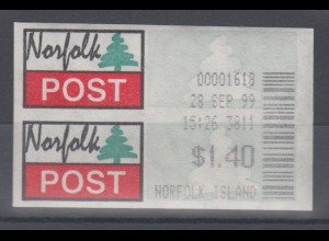 Norfolk-Insel ATM Typ 1 mit schwarzem Werteindruck $1,40, Mi.-Nr. 1.1e **