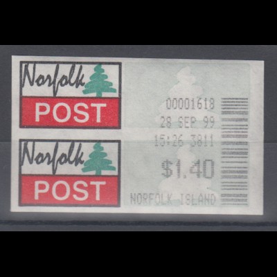 Norfolk-Insel ATM Typ 1 mit schwarzem Werteindruck $1,40, Mi.-Nr. 1.1e **
