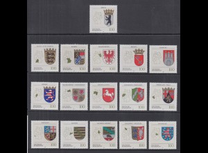 Bundesrepublik 1992-94 Wappen aller 16 Bundesländer kpl. Satz postfrisch **