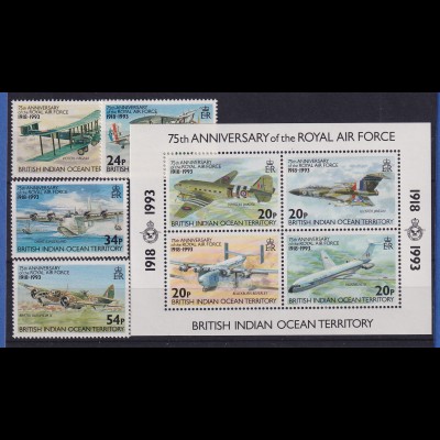 Brit. Ter. Ind. Ozean 1993 75 Jahre Royal Air Force Mi.-Nr. 136-139, Block 4 ** 
