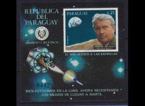 Paraguay 1977 Block Raumfahrt Wernher von Braun Mi.-Nr. Block 308 postfrisch **