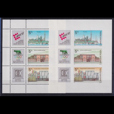 Ungarn 1987 Internationale Briefmarkenausstellungen Mi.-Nr. Block 189 A und B **