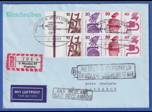 Berlin 1973 Unfallverhütung Mi.-Nr. HBL16 auf R-Brief nach Lissabon