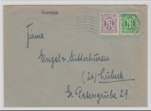 Bizone AM-Post Mi.-Nr. 12 und 17 auf Ortsbrief Lübeck