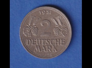 Bundesrepublik Kursmünze 2 Mark Ähren, 1951, Prägestätte F Frankfurt 