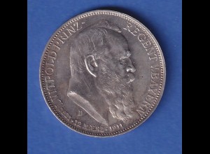 Deutsches Kaiserreich Bayern Silbermünze 3 Mark Prinzregent Luitpold 1911
