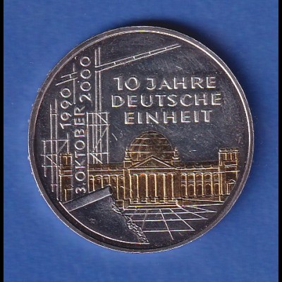 Bundesrepublik 2000 - Deutsche Einheit 15,5g Ag925 nachträglich teilvergoldet