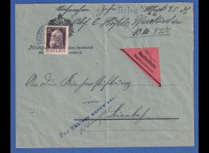 Bayern 25 Pfennig Luitpold Mi-Nr. 80 II auf NN-Brief aus Pfarrkirchen 