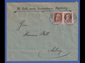 Bayern 3 Pfennig Ludwig III. Mi-Nr. 94 I auf Brief gelaufen in Amberg