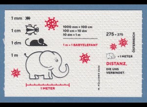 Österreich 2020 Briefmarke auf Klopapier Corona-Hilfe Babyelefant Mi-Nr. 3564 **