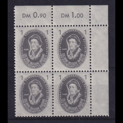 DDR 1950 Leonhard Euler Mi.-Nr. 261 Eckrand-Viererblock OR postfrisch **