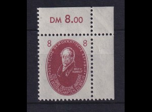 DDR 1950 Wilhelm von Humboldt Mi.-Nr. 264 Eckrandstück OR postfrisch **