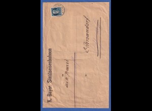 Bayern Dienstmarke 20 Pf Ludwig III. Mi-Nr. 15 auf Dienstbrief nach Schwandorf