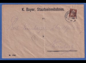 Bayern Dienstmarke 3 Pf Luitpold Mi-Nr. 6 auf Dienstbrief aus Nürnberg
