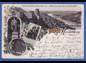 AK Gruß aus Heidelberg gelaufen 1895