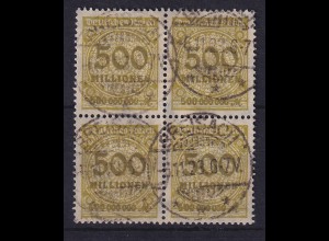 Dt. Reich Inflation, Mi.-Nr. 324 A W - Viererblock, gestempelt und gepr. INFLA