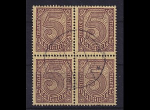 Dt. Reich Dienstmarke 5 Mark Mi.-Nr. 33a Viererblock O, gepr. INFLA