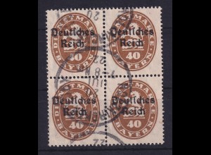 Bayern-Dienstmarke Deutsches Reich 40Pfg Mi.-Nr. 39 Viererblock O, gepr. INFLA