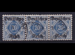 Dt. Reich Dienstmarke 20Pfg Mi.-Nr. 55Y Wz. Ringe O Dreierstreifen gepr. INFLA