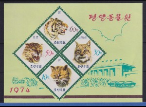 Nordkorea 1974 Großkatzen Mi.-Nr. Block 7 postfrisch ** 