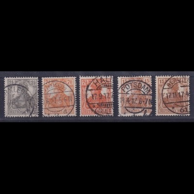 Dt. Reich Inflation Germania Mi.-Nr. 98-100 alle Farben O, meist gepr. INFLA