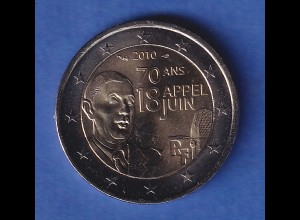 Frankreich 2010 2-Euro-Sondermünze Aufruf vom 18.Juni.1940 bankfr. unzirk. 
