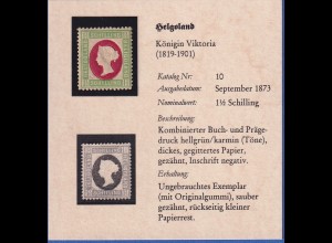Altdeutschland Helgoland 1873 1½ Schilling Mi.-Nr. 10 ungebraucht *