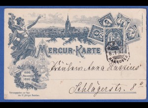 Mercur-Karte - private Stadtpost in Hannover, gelaufen am 6.1.1897