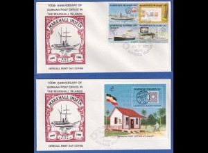 Marshall-Inseln 1989 Deutsches Postamt 2 FDC mit Mi.-Nr. 226-229 u. Block 