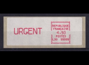 Frankreich ATM Vorführdruck IMPA 1984 Hamburg LS0 99999 ATM URGENT 4,90 ** 