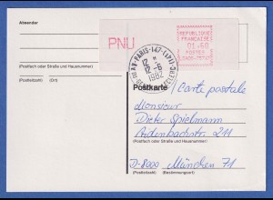 Frankreich ATM CGA-Alcatel LSA06-75747 sp. Ecken PNU 1,60 auf Postkarte nach D