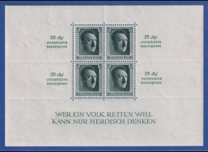 Deutsches Reich 1937 Kulturförderung Hitler-Block Mi.-Nr. Block 9 postfrisch **