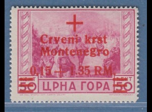 Dt. Besetzung 2.WK Montenegro Rotes Kreuz Mi.-Nr. 30 ** gepr. Brunel BPP