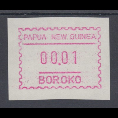 Papua Neuguinea 1990 1. FRAMA-ATM mit Inschrift BOROKO, rauh, Mi.-Nr. 1y a **