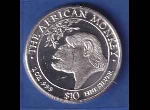 Somalia 1998 Silbermünze 10 Somalia-$ Gorilla 1 Unze 31,10g Ag999 stg