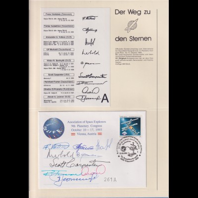 Original-Autogramme von 69 Raumfahrern vom 9. Raumfahrerkongress Wien 1993