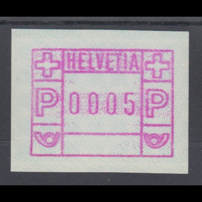 Schweiz 1978, FRAMA-ATM ohne Aut.-Nummer , Wertstufe 0005 ** Mi-Nr. 2