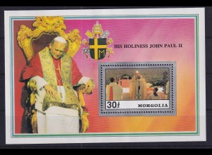 Mongolei 1992 Besuch von Papst Johannes Paul II. Mi.-Nr. Block 195 a **