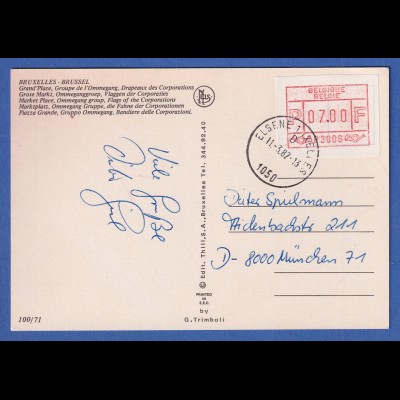 Belgien FRAMA-ATM 1.Ausgabe Aut.-Nr. P3006 Wert 7,00 auf Karte aus Ixelles 1982