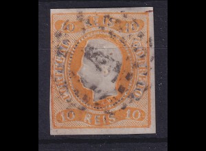 Portugal 1866 König Luis I. 10 Reis Mi.-Nr. 18 links berührt, gestempelt