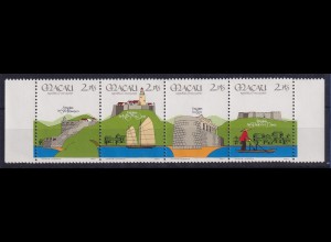 Macau 1986 Festungen Mi.-Nr. 562-565 Viererstreifen mit Seitenrändern **
