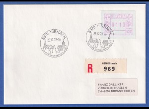 Schweiz 1978 FRAMA-ATM Mi-Nr. 2 Wert 0110 auf R-Brief, hübsch gestempelt SIRNACH