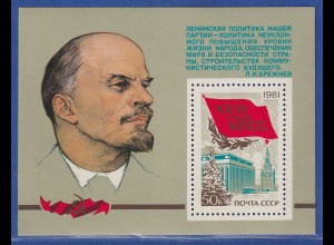 Sowjetunion 1981 - 26. Parteitag der KPdSU Mi.-Nr. Block 149 postfrisch **