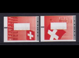 Schweiz 2005 ATM Flaggen Mi.-Nr. 15-16 je Wert 0005 nur halb gedruckt **