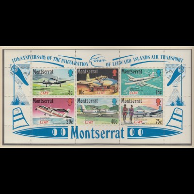 Montserrat 1971 14 Jahre Fluggesellschaft LIAT , Flugzeuge Mi.-Nr. Block 2 **