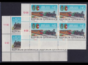 Österreich 1994 Gailtal-Murtalbahn Mi.-Nr. 2130-2131 Eckrandviererblocks UL **