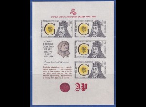 Tschechoslowakei 1988 Briefmarkenausstellung Prag König Georg Mi.-Nr. Block 90**