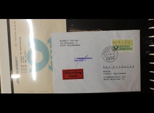 ATM 1.1 Wert 430 aus STS Wiesbaden auf Expres-Brief nach München, mit TQ 