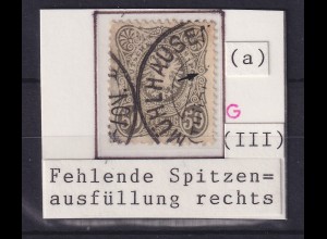 Dt. Reich 50 Pfennig Mi.-Nr. 44 a Plattenfehler III, gestempelt, geprüft BPP