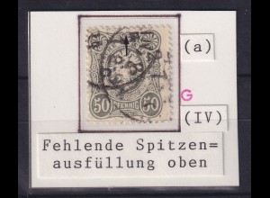 Dt. Reich 50 Pfennig Mi.-Nr. 44 a Plattenfehler IV, gestempelt, geprüft BPP
